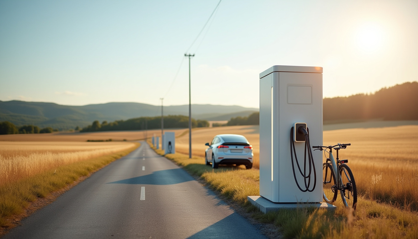 Station de recharge publique sur la route de Pérouges à Faramans