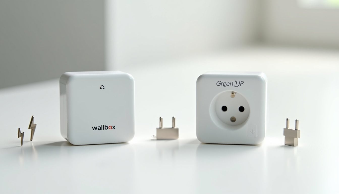 Tableau comparatif entre une wallbox et une prise renforcée type Green'Up