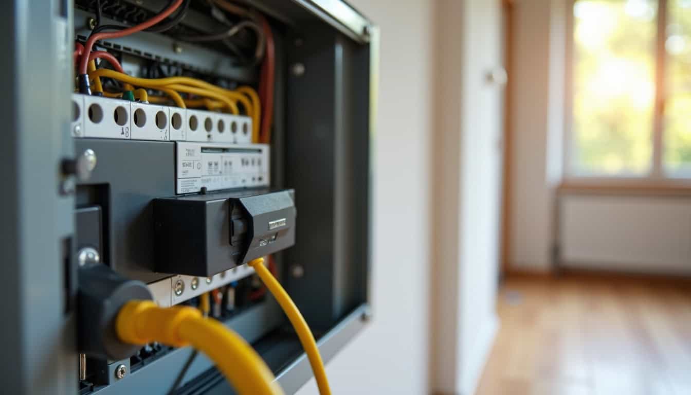 Tableau électrique d'une maison à Stutzheim-Offenheim lors d'une installation de borne de recharge