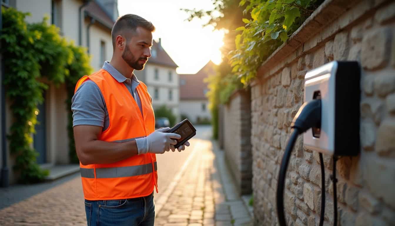 Technicien certifié IRVE en train de vérifier une installation électrique à Fleurey-sur-Ouche