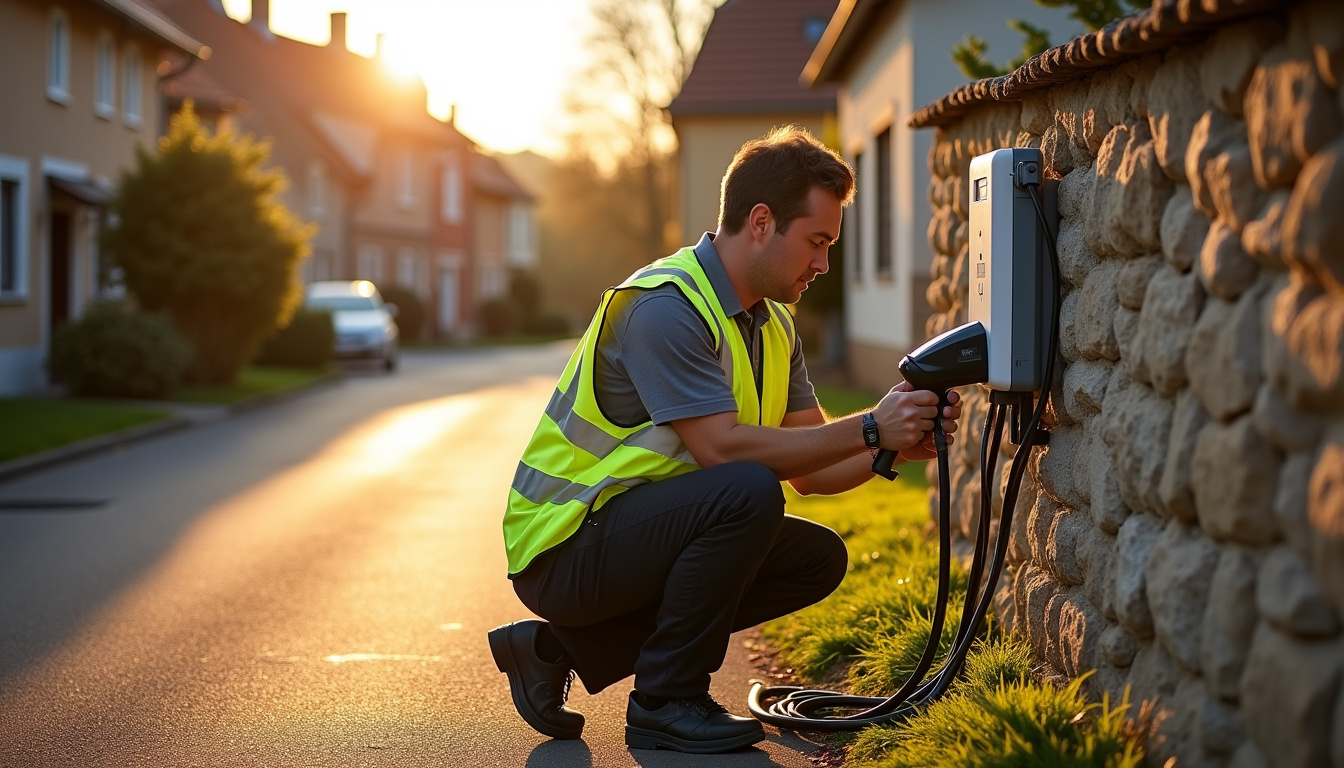 Technicien certifié IRVE en train d'installer une borne électrique à Cirey-sur-Vezouze