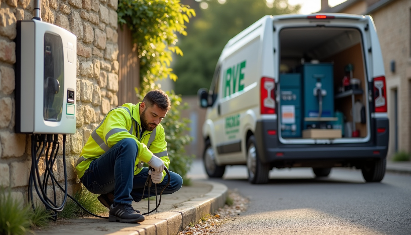 Technicien certifié IRVE en train d'installer une borne électrique à Verdun-sur-Garonne