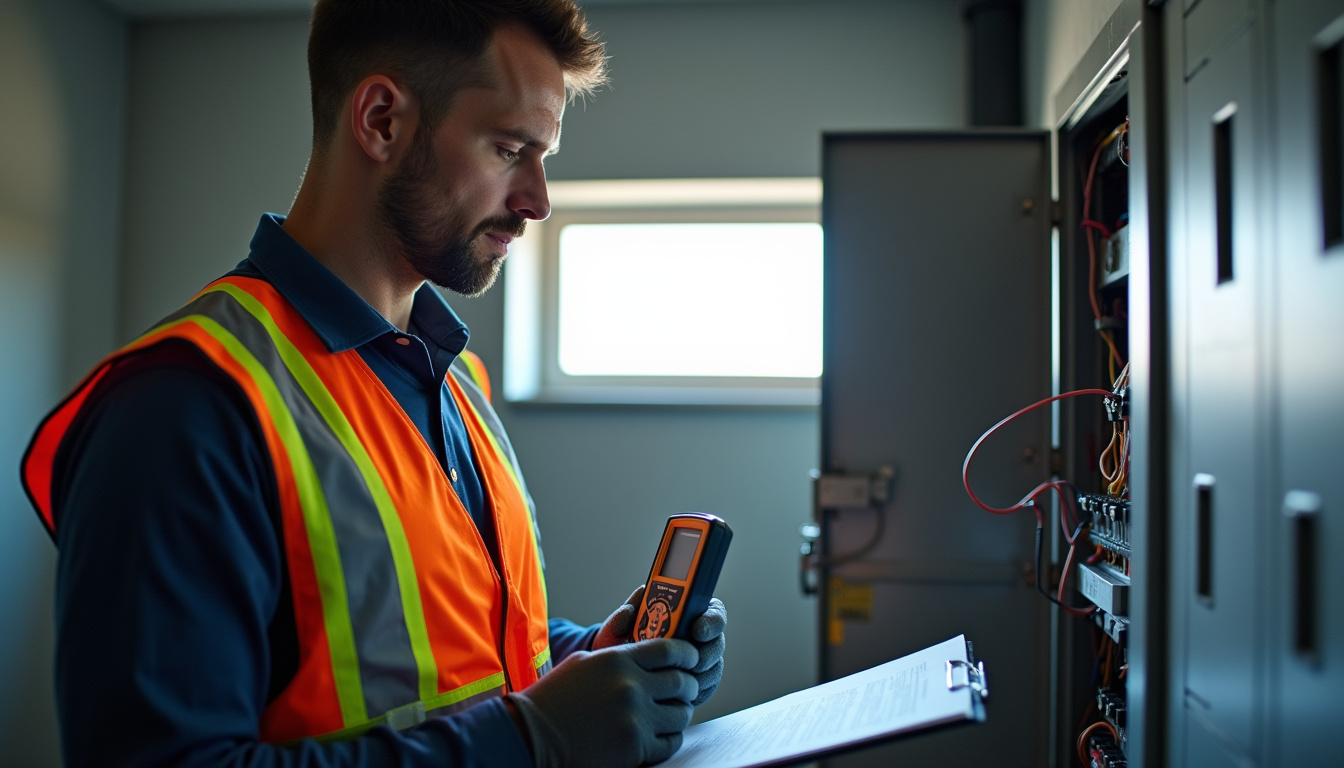 Technicien effectuant un diagnostic électrique avant installation d'une borne de recharge à Laventie