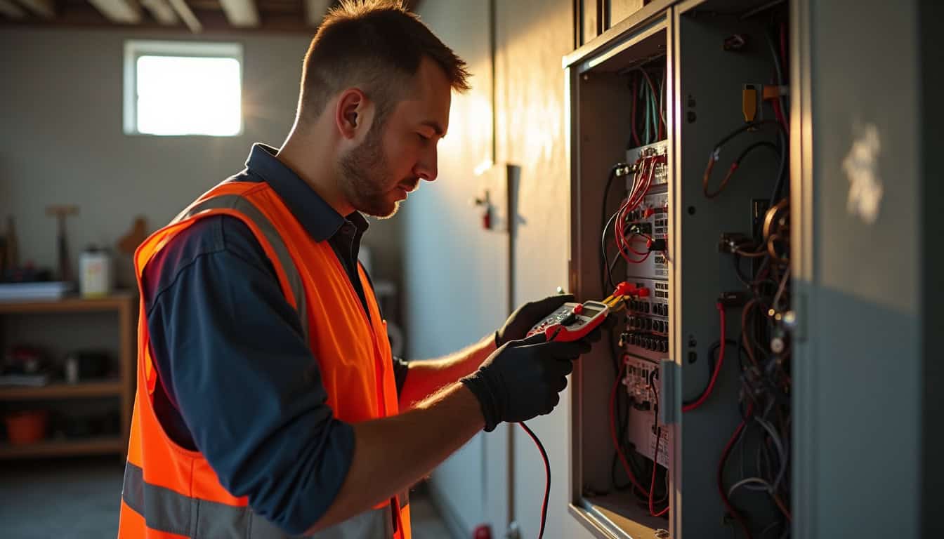 Technicien en train de diagnostiquer une installation électrique avant pose de borne