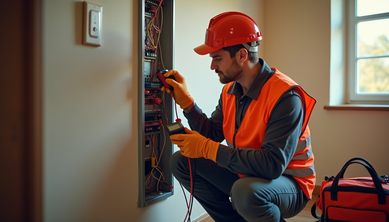 Technicien en train de réaliser un diagnostic électrique dans une maison à Brioux-sur-Boutonne