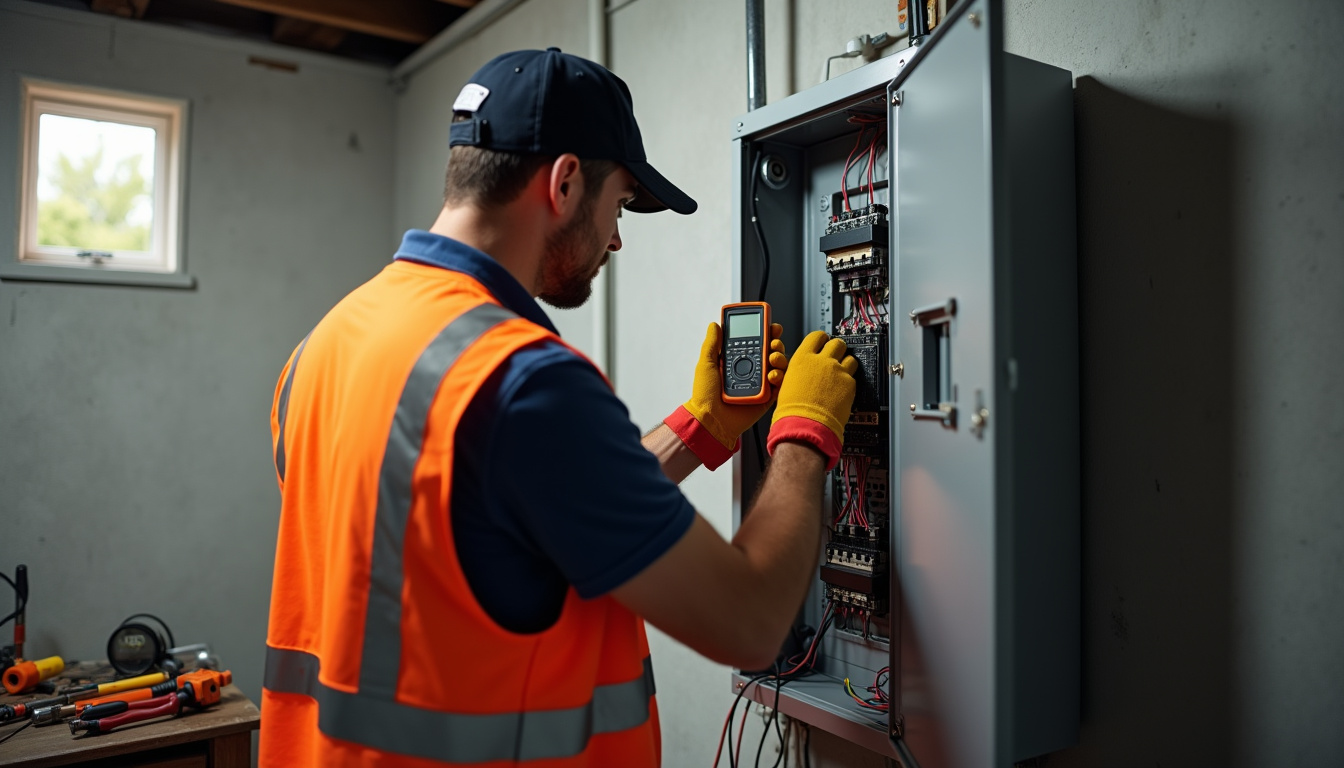 Technicien en train de vérifier le tableau électrique avant installation d'une borne