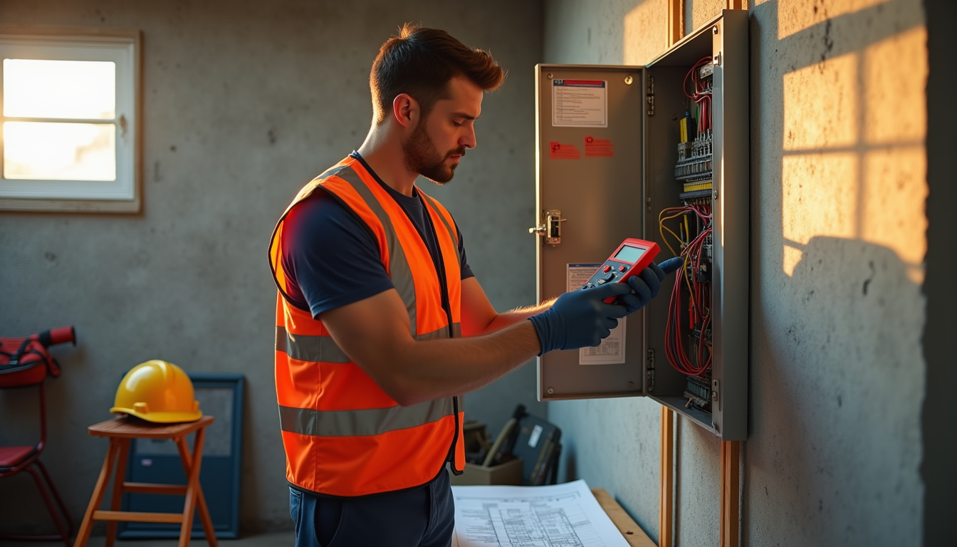 Technicien en train de vérifier un tableau électrique avant installation d'une borne à Aramon