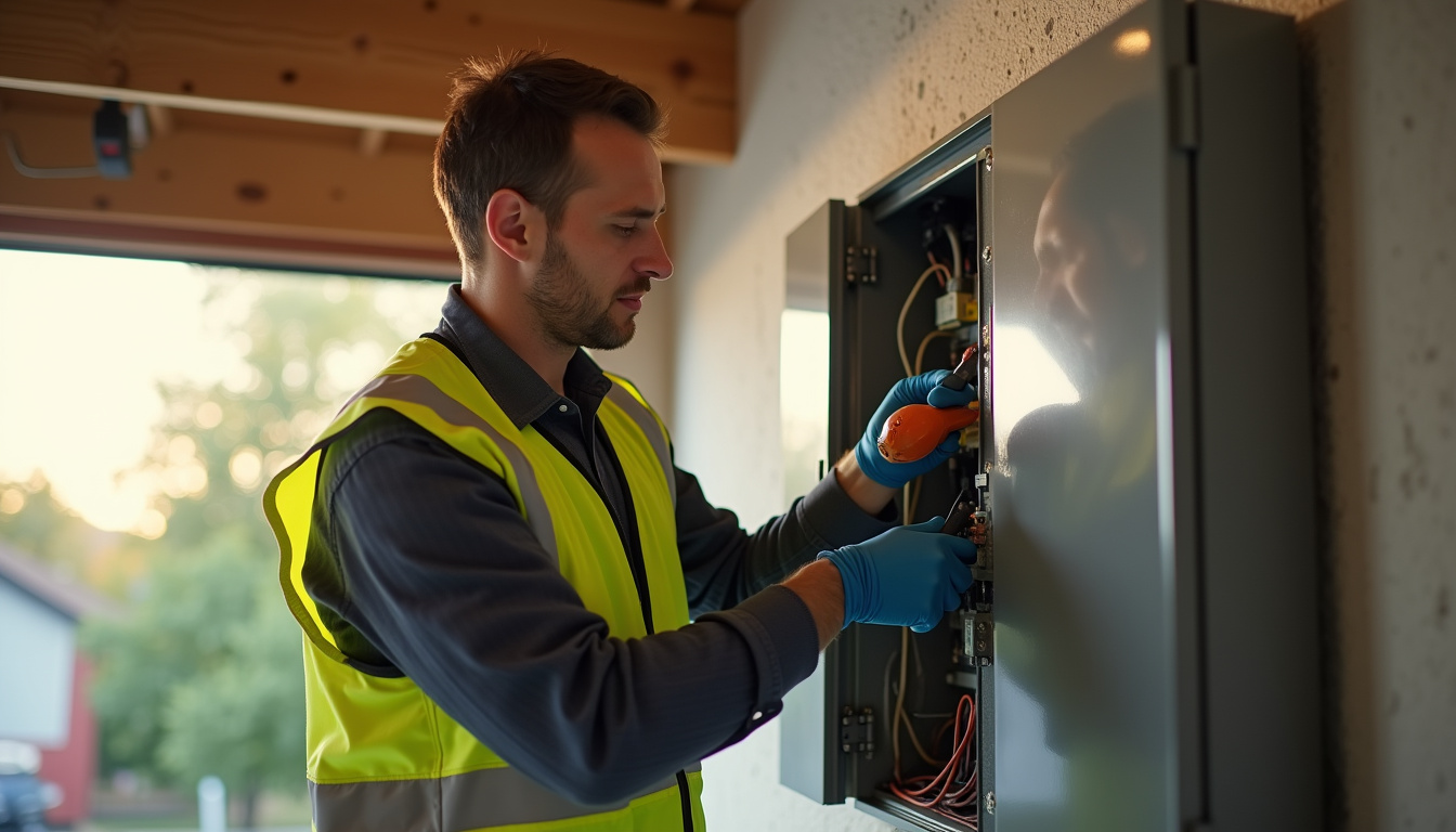 Technicien en train de vérifier un tableau électrique avant installation d'une borne de recharge