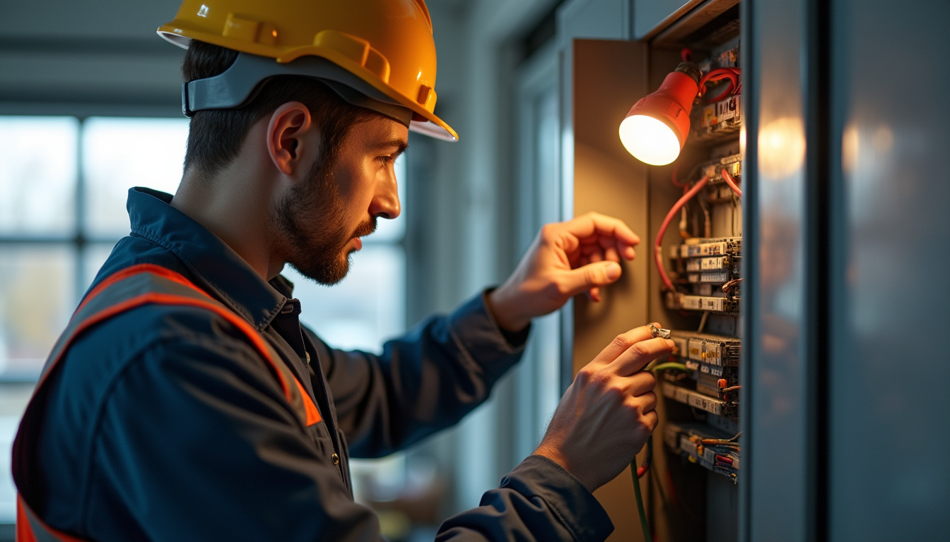 Technicien en train de vérifier un tableau électrique avant installation d'une borne de recharge