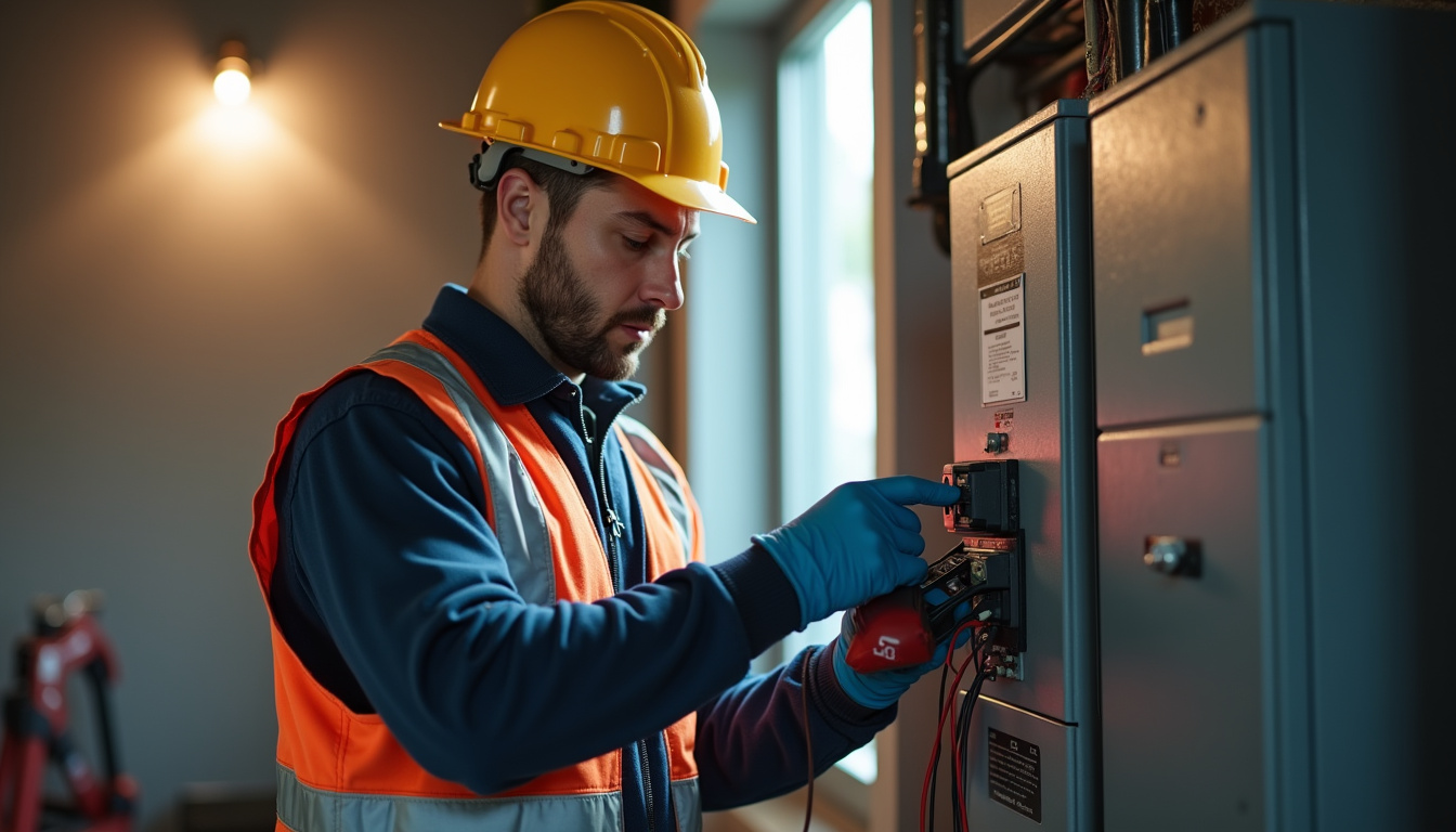 Technicien IRVE en train de vérifier un tableau électrique lors d'un diagnostic pour une borne de recharge