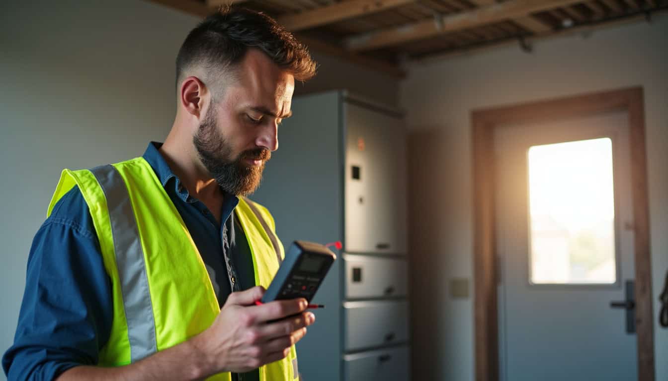 Technicien IRVE en train d’évaluer une installation électrique avant pose de borne de recharge