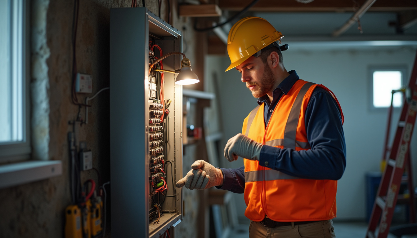 Technicien vérifiant un tableau électrique avant installation de borne de recharge