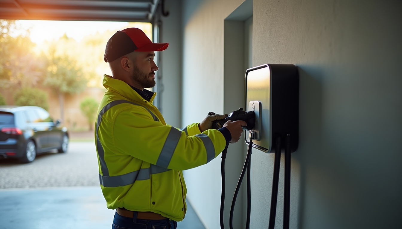 Travaux d'installation d'une borne de recharge murale à Lorquin par un électricien certifié IRVE