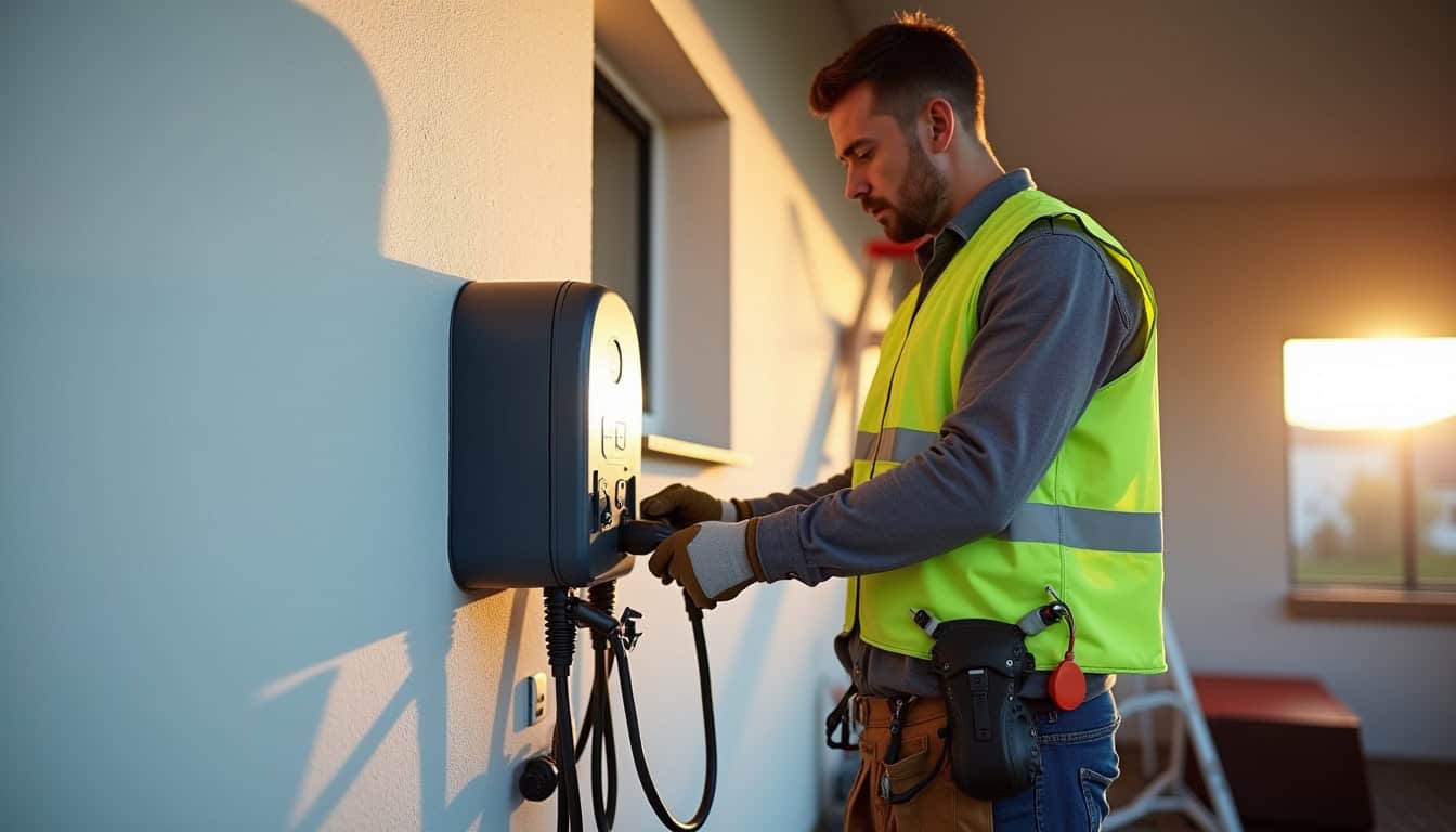 Travaux d'installation d'une borne électrique par un électricien qualifié à Trignac