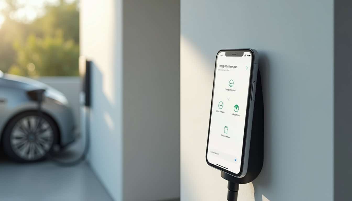 Utilisateur configurant une borne de recharge connectée via une application mobile