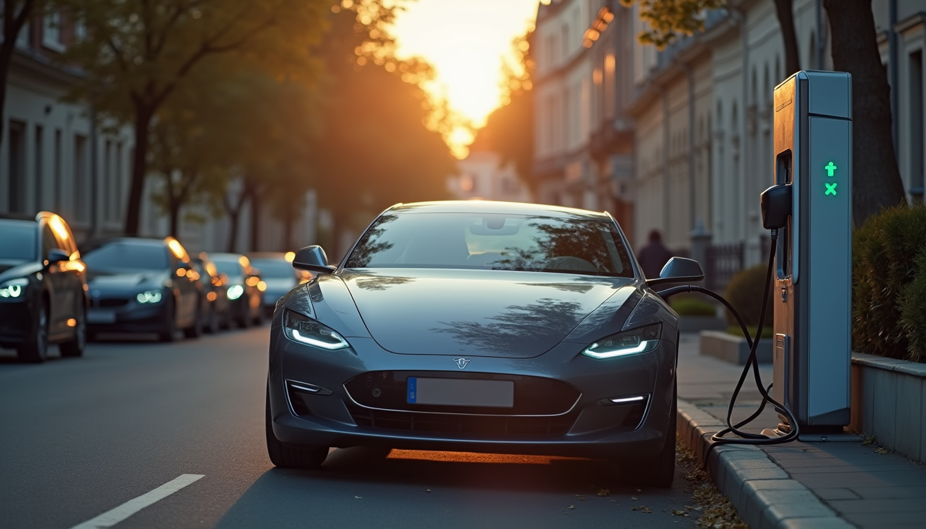 Véhicule électrique en charge sur une borne publique à Maisons-Laffitte