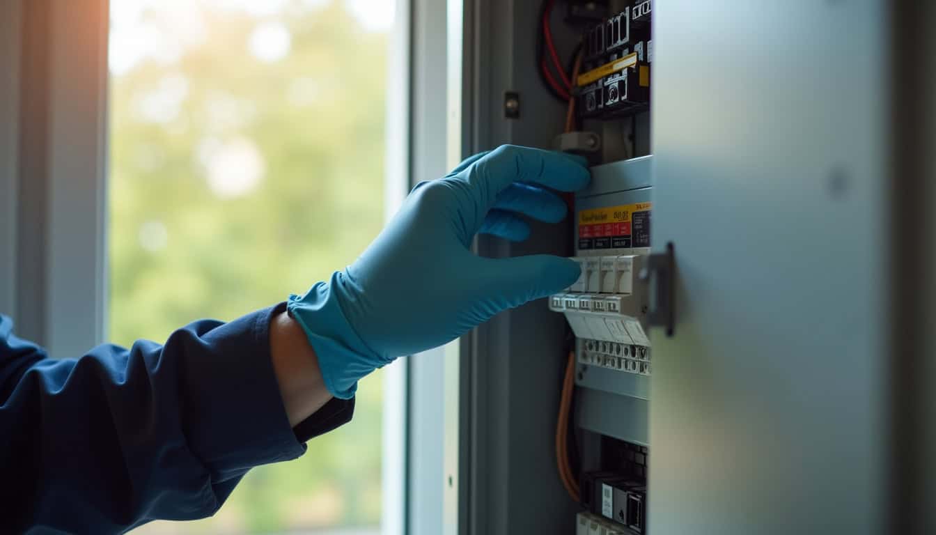 Vérification du tableau électrique avant installation d'une borne de recharge à Plessé