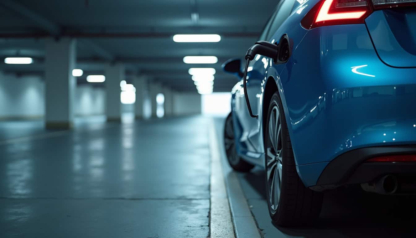 Voiture électrique en charge dans un parking de Montreuil