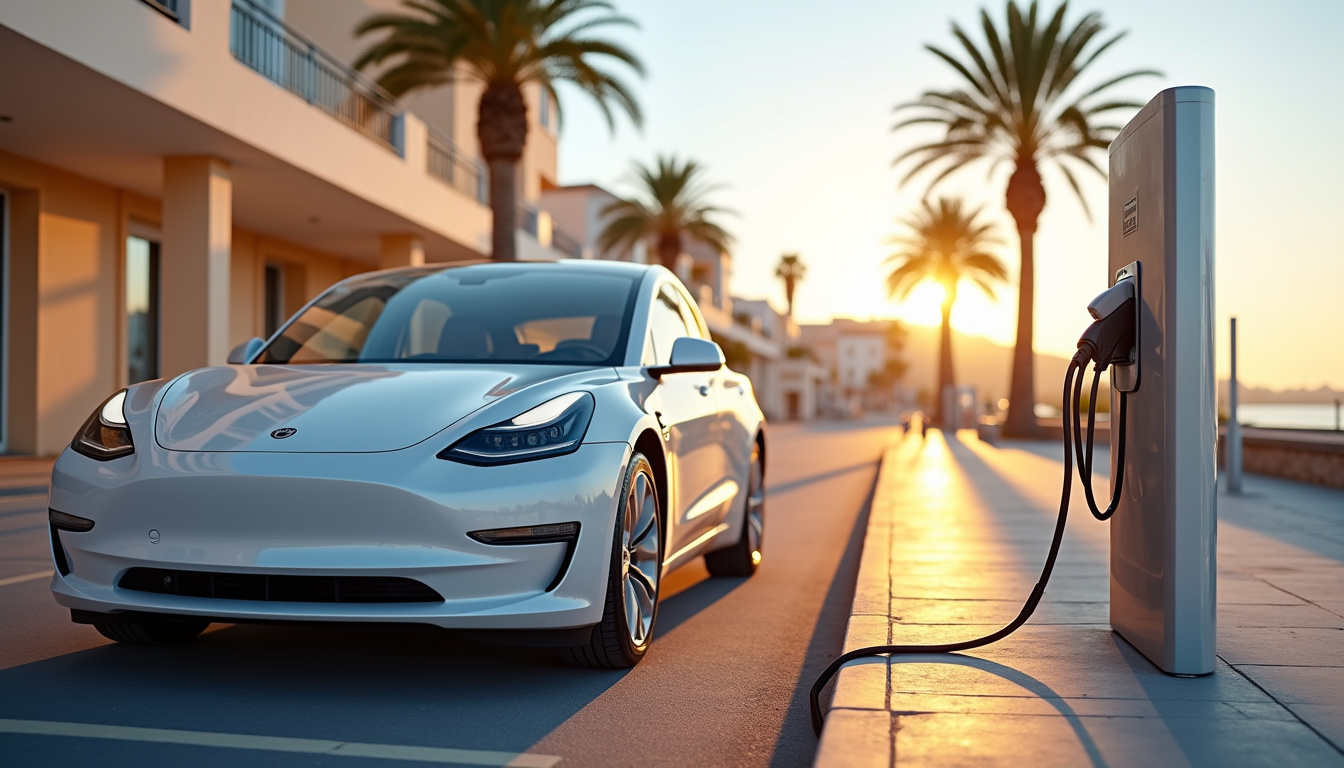 Voiture électrique en charge sur une borne à Sanary-sur-mer