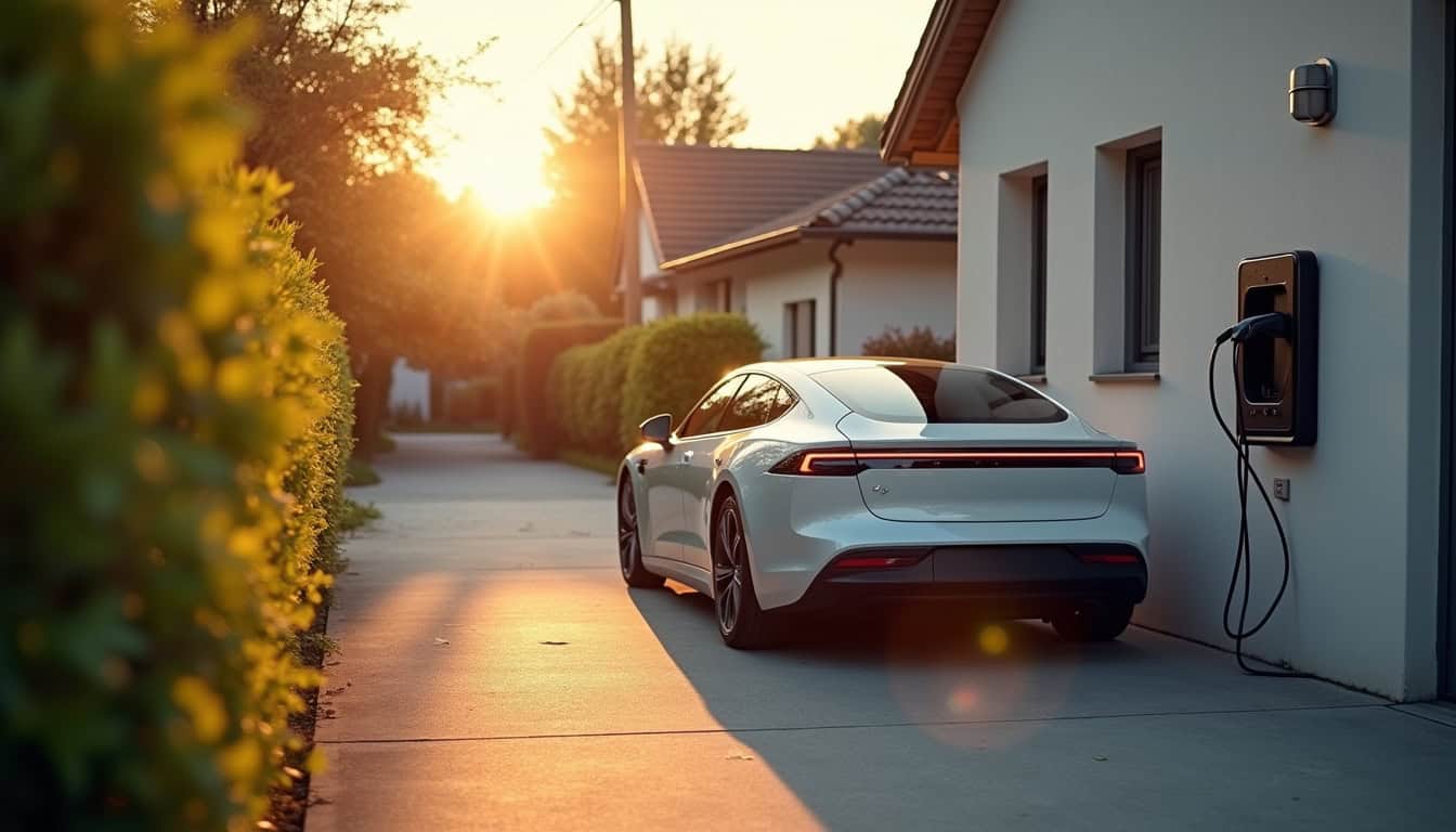 Voiture électrique en charge sur une borne murale à Stutzheim-Offenheim