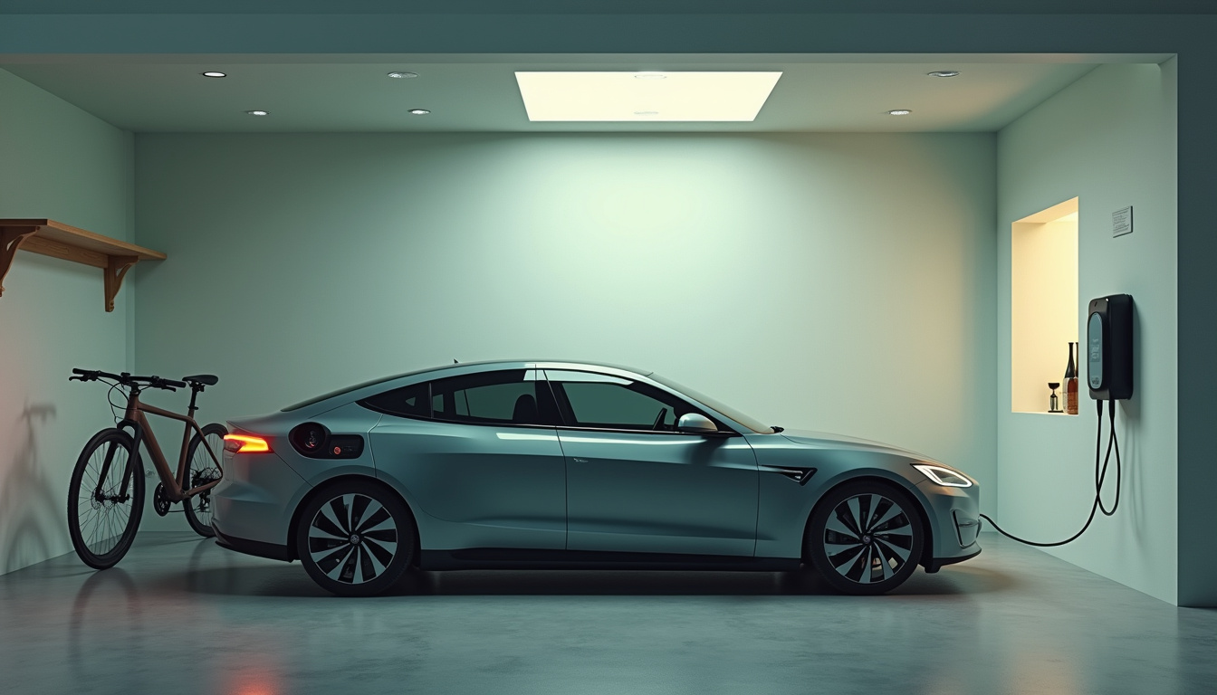 Voiture électrique en charge sur une borne murale dans un garage à Blois