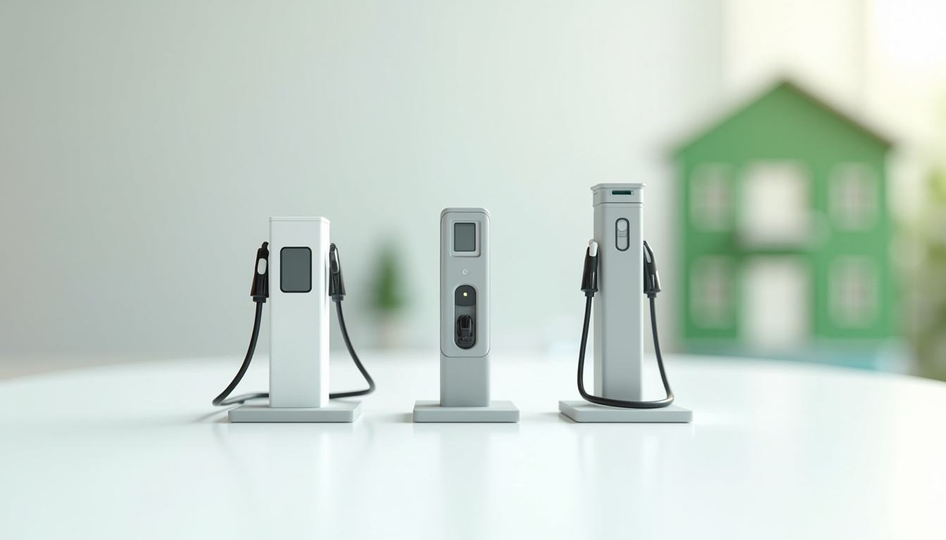 Vue comparée de différents modèles de bornes de recharge pour véhicules électriques