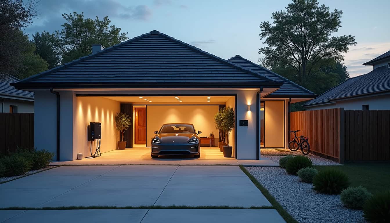 Vue d'ensemble d'une maison à Vix avec une borne de recharge installée dans le garage