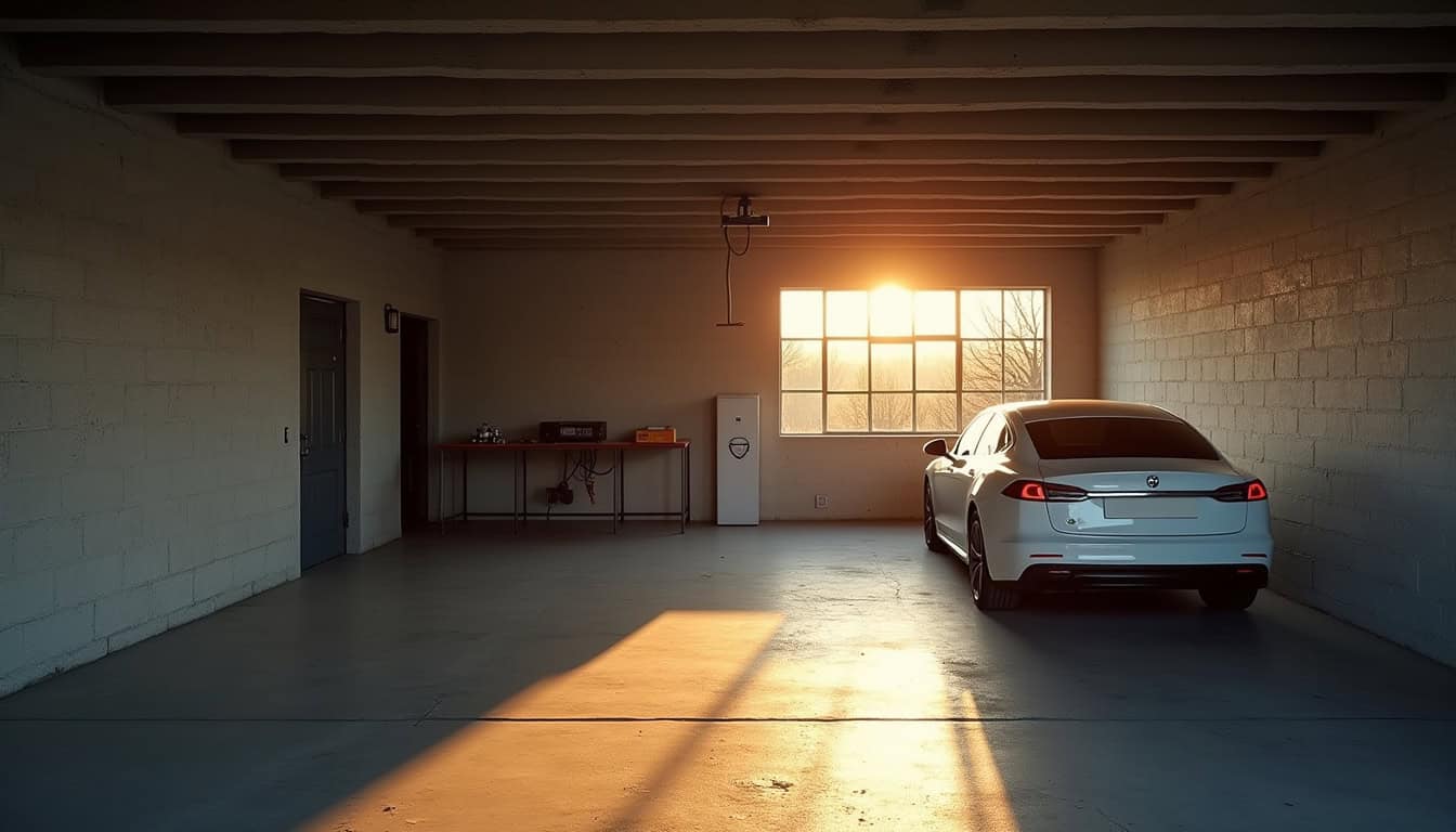 Vue d'un garage à Macouria avant l'installation d'une borne de recharge électrique