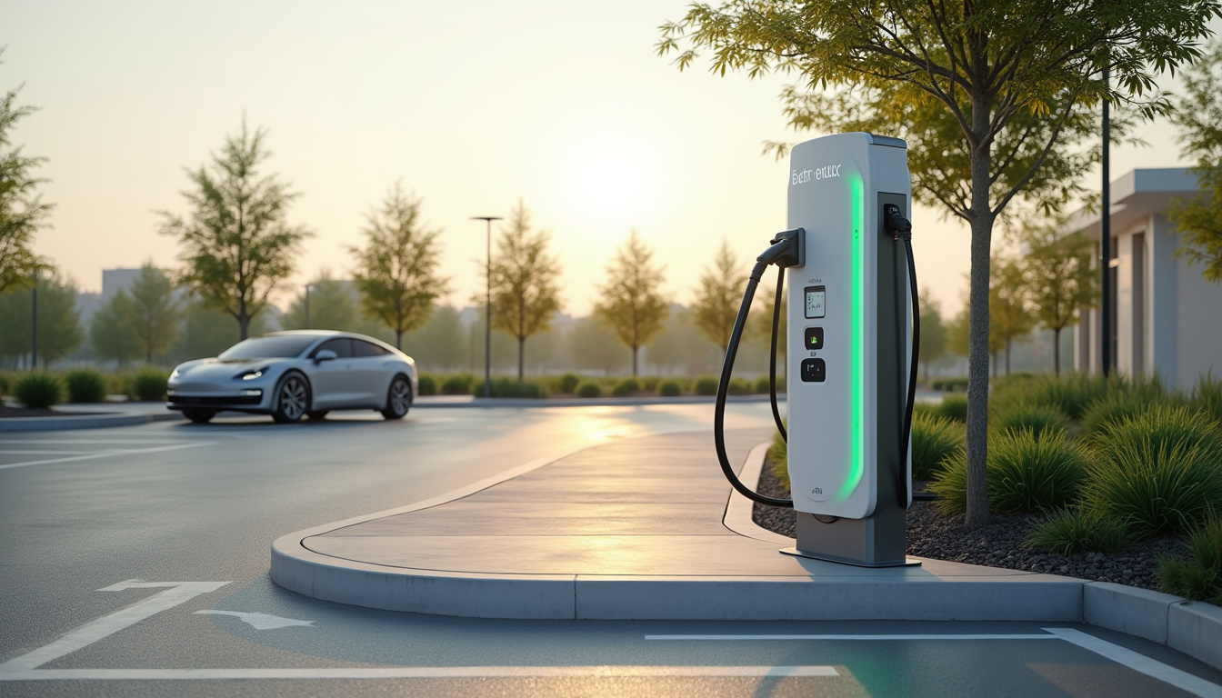 Vue d'une borne de recharge électrique sur un parking public à Yutz
