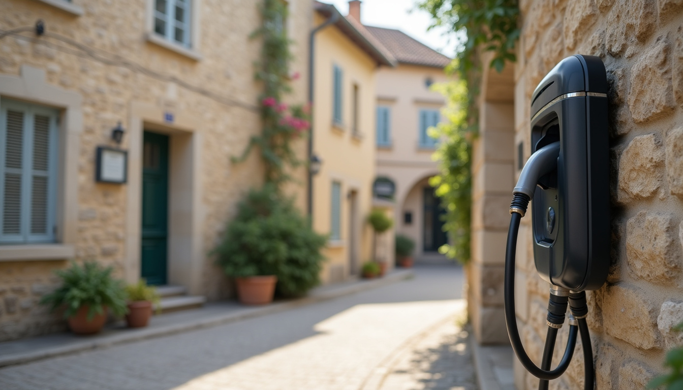 Vue d'une borne de recharge publique située au 5 Grand Rue à La Roche-de-Glun