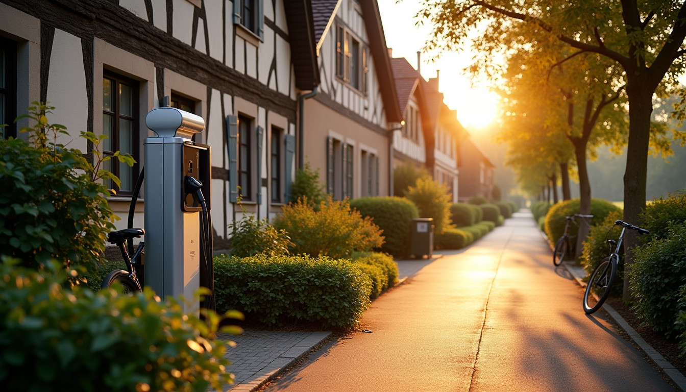 Vue d'une rue résidentielle à Boofzheim avec une borne de recharge installée devant une maison