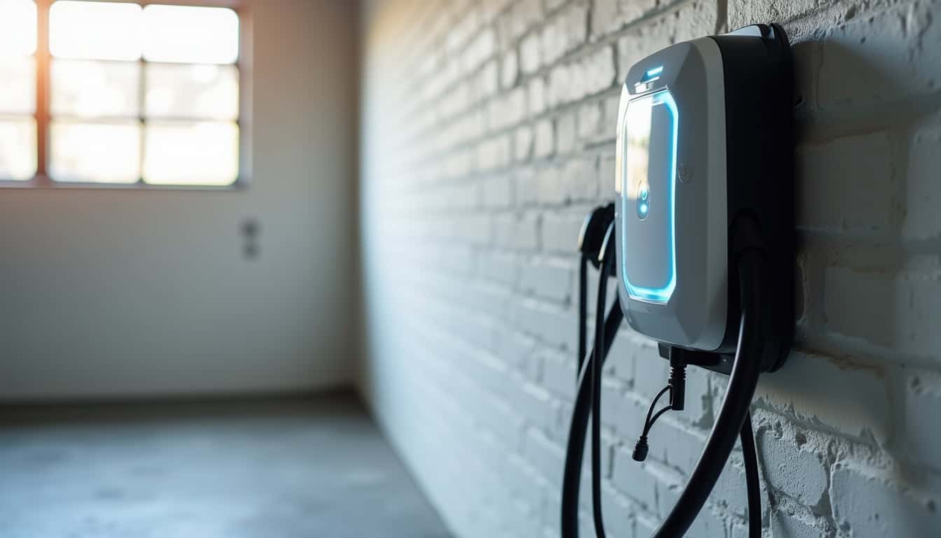 Vue intérieure d'une borne de recharge installée dans un garage privé à Vauvert