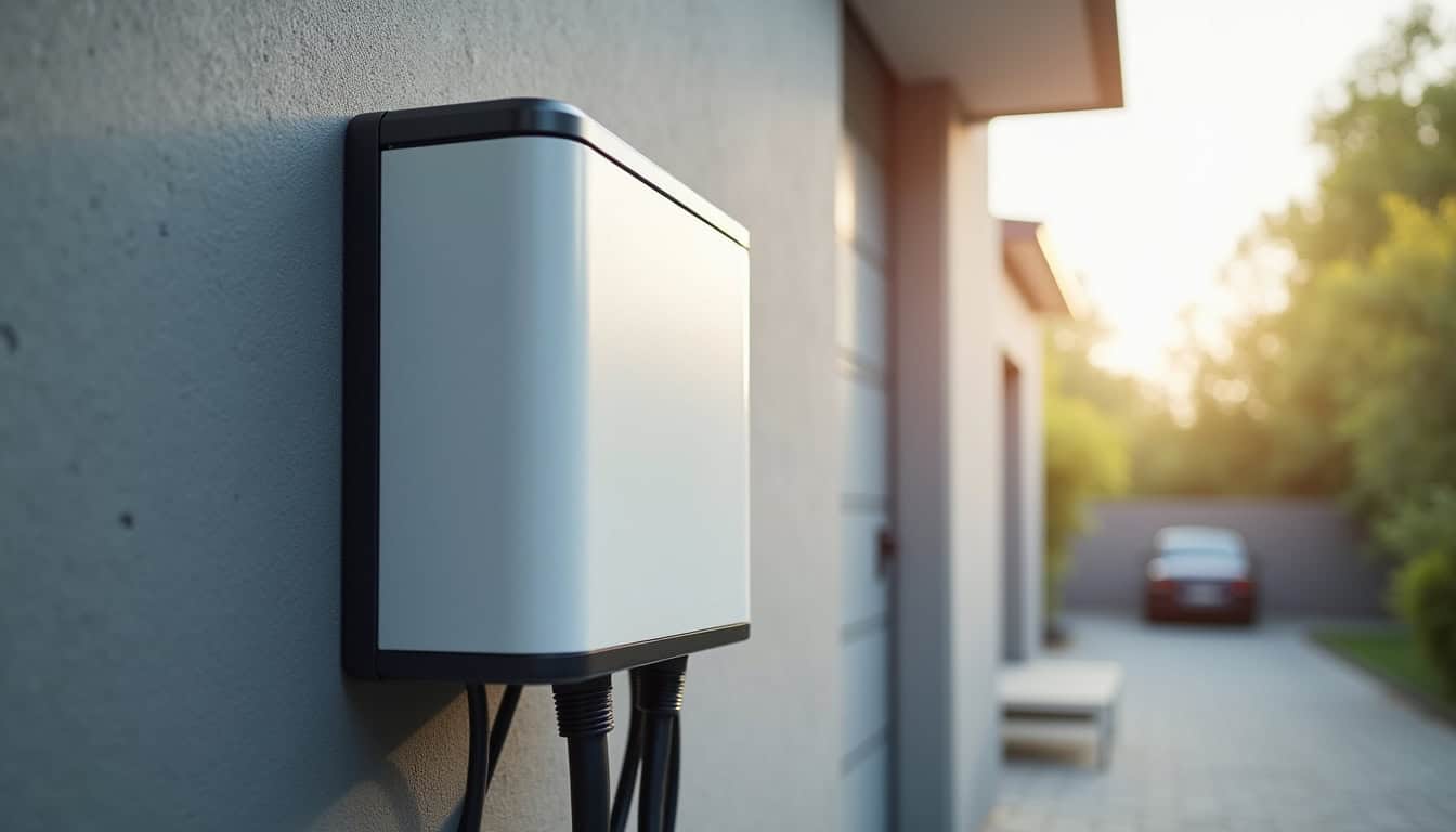 Vue rapprochée d'une wallbox installée dans un garage à Retonfey
