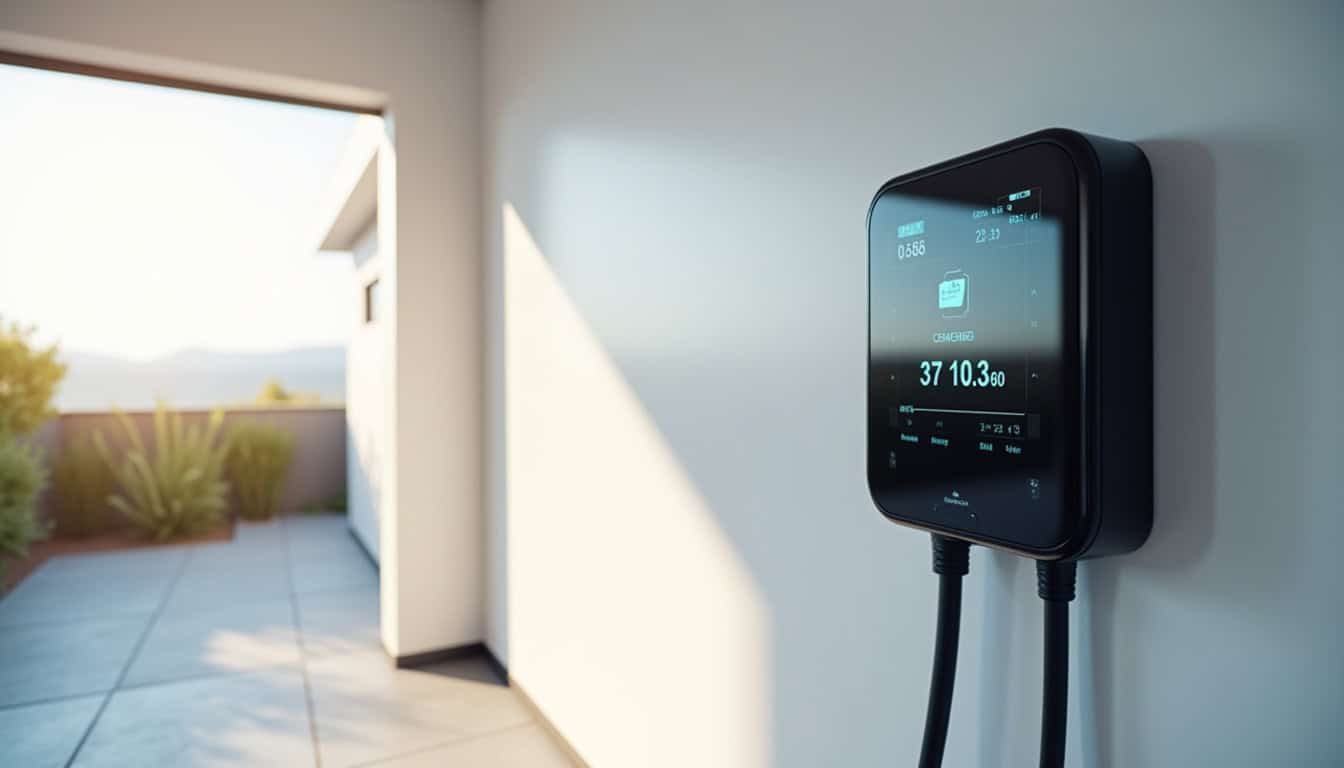Wallbox connectée en fonctionnement avec affichage des données de recharge à Pibrac