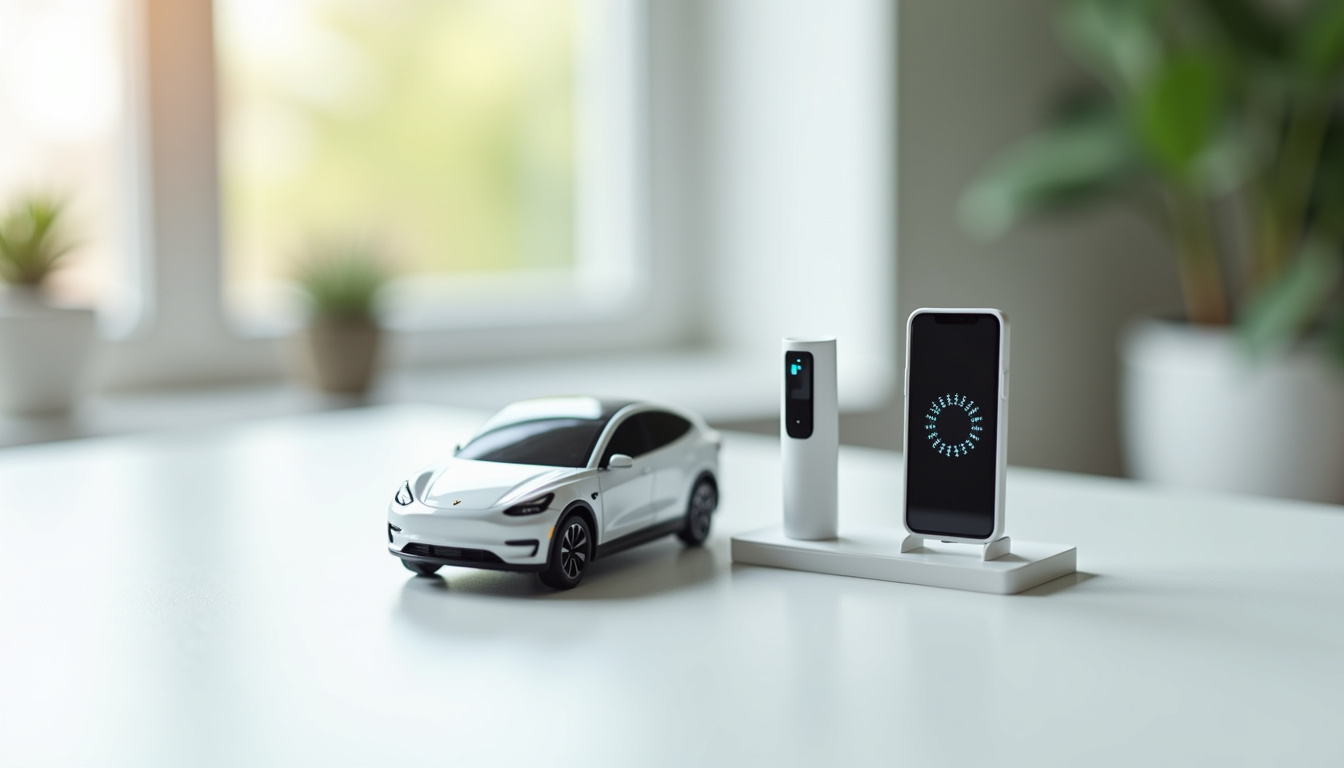 Borne de recharge connectée avec application smartphone affichant l’état de charge