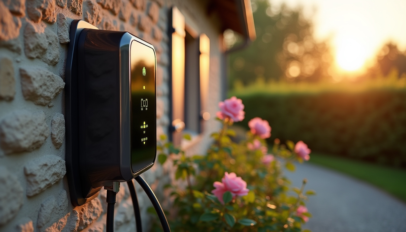 Borne de recharge connectée en fonctionnement avec affichage des données de charge