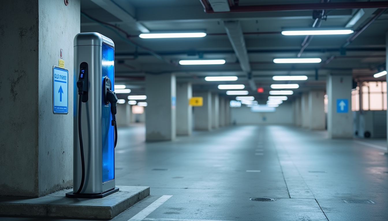 Borne de recharge dans le parking Alpha Park II à Les Clayes-sous-Bois