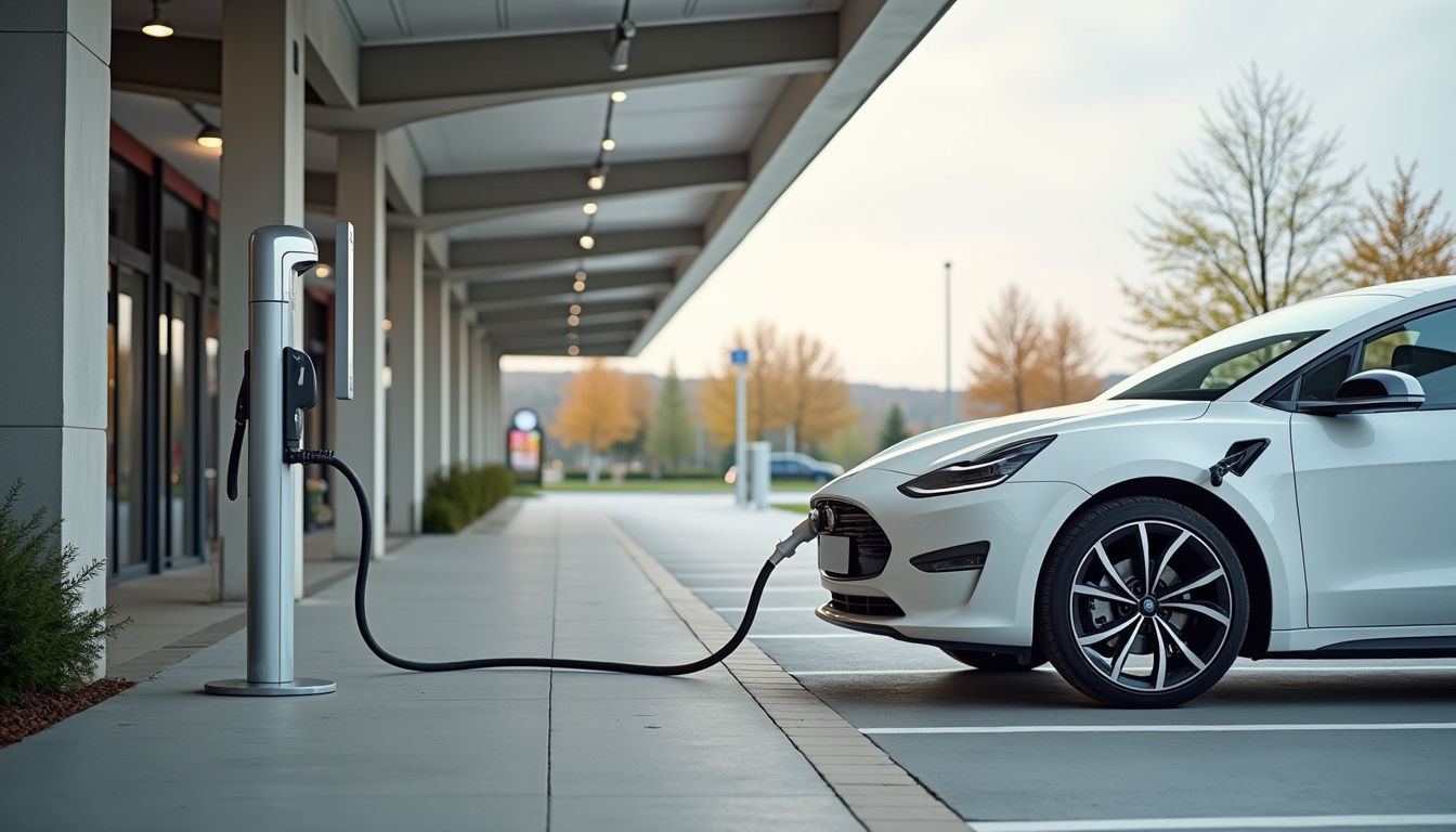 Borne de recharge électrique dans un centre commercial à Basse-Goulaine