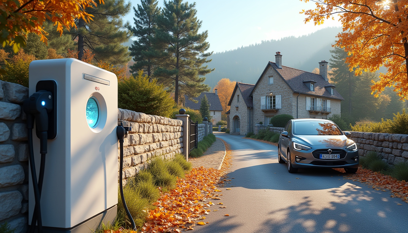 Borne de recharge électrique en extérieur à Le Tholy, située près de la mairie