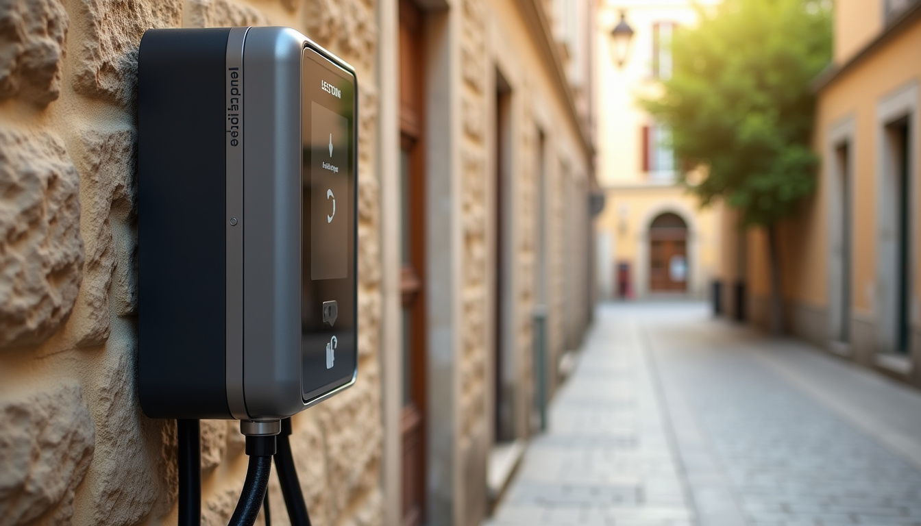 Borne de recharge électrique en zone urbaine à Le Vigan