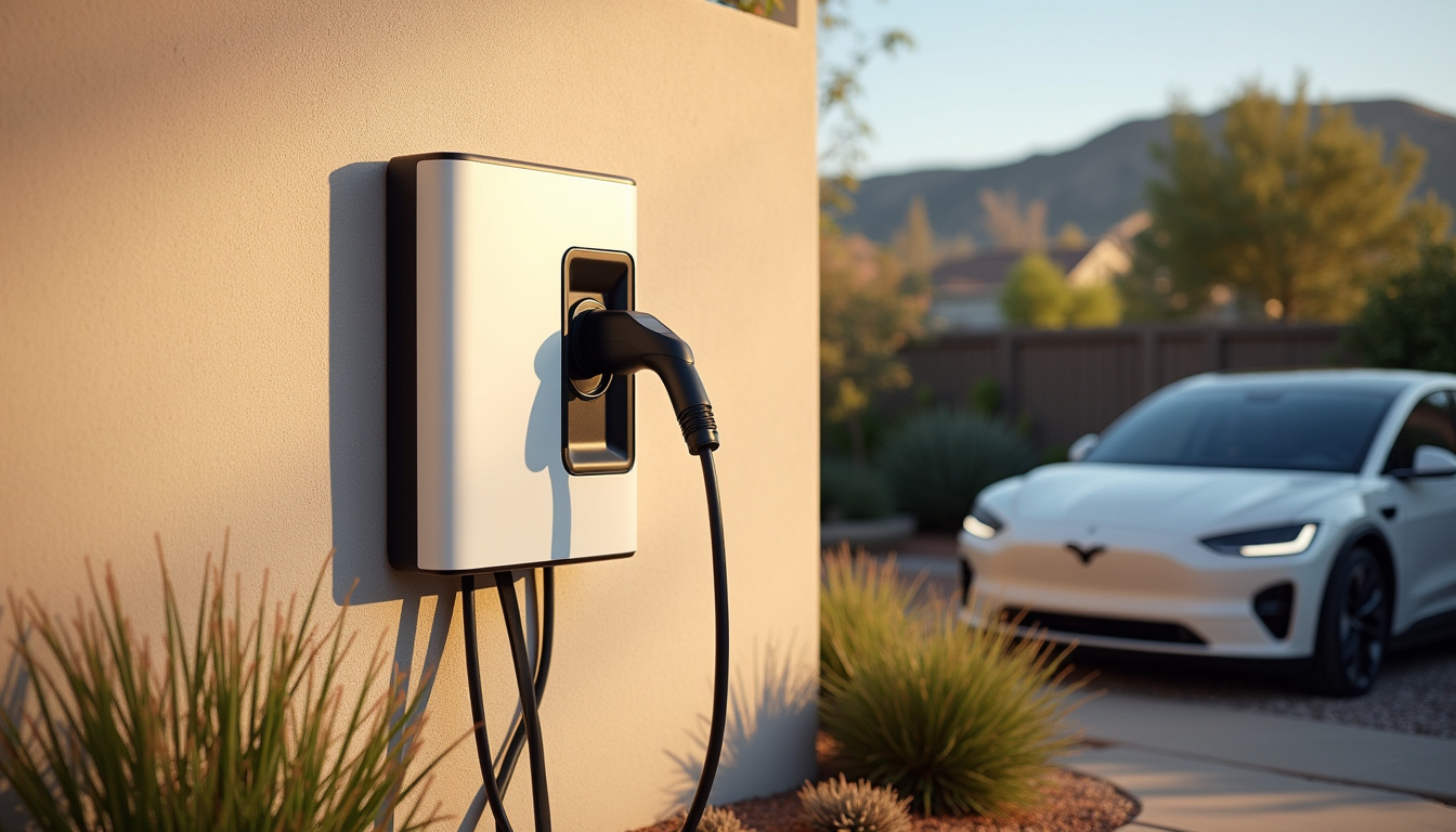 Borne de recharge électrique installée à l'extérieur d'une maison à Dry