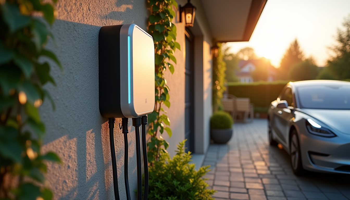 Borne de recharge électrique installée à l'extérieur d'une maison à La Séguinière