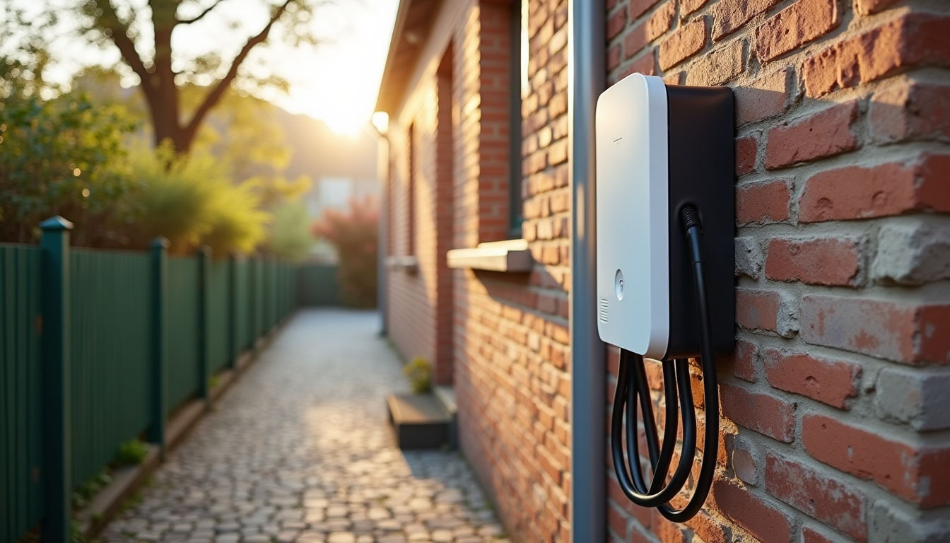 Borne de recharge électrique installée à l'extérieur d'une maison à Noisy-sur-École