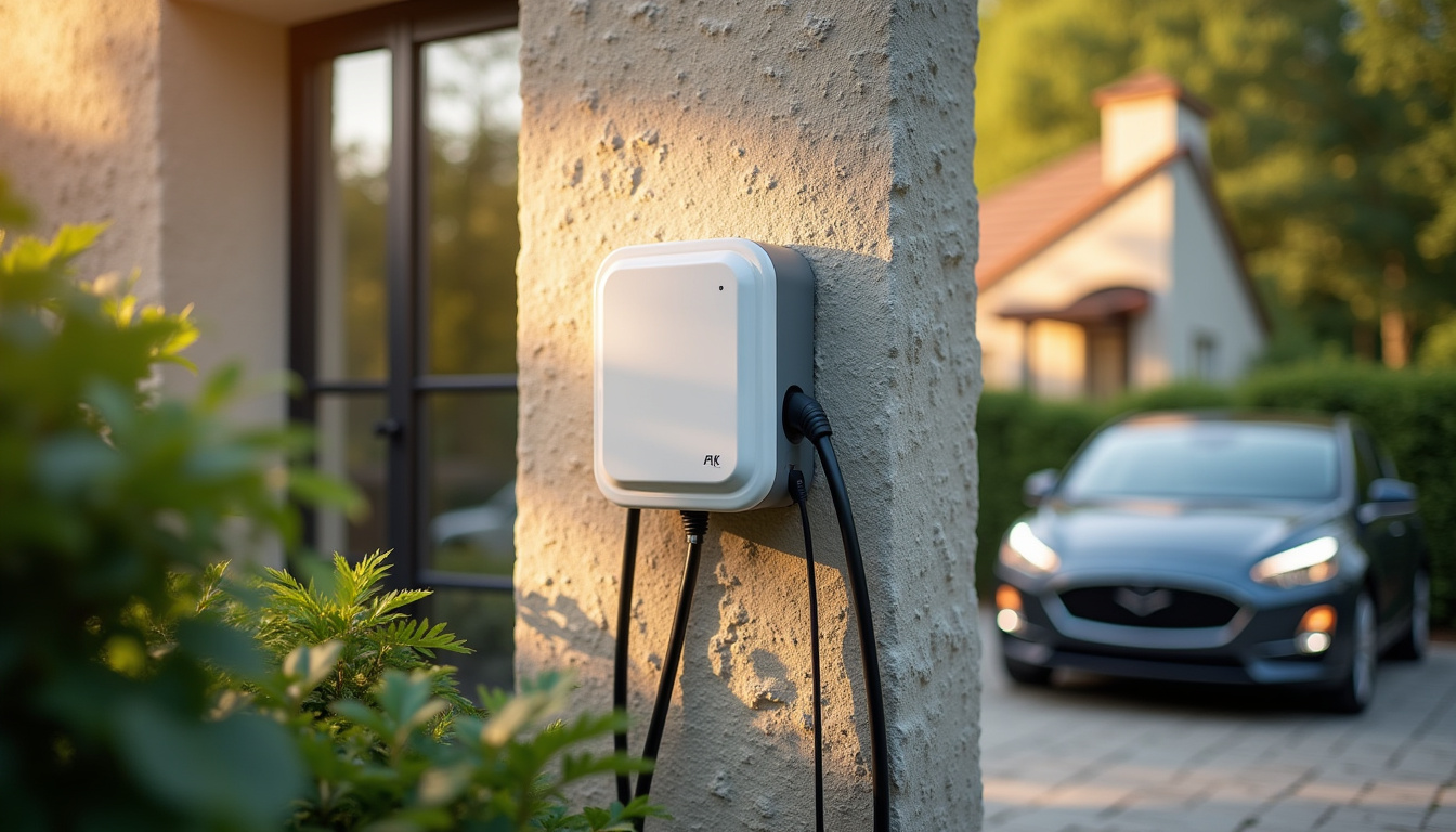 Borne de recharge électrique installée à l'extérieur d'une maison à Saint-Gaultier