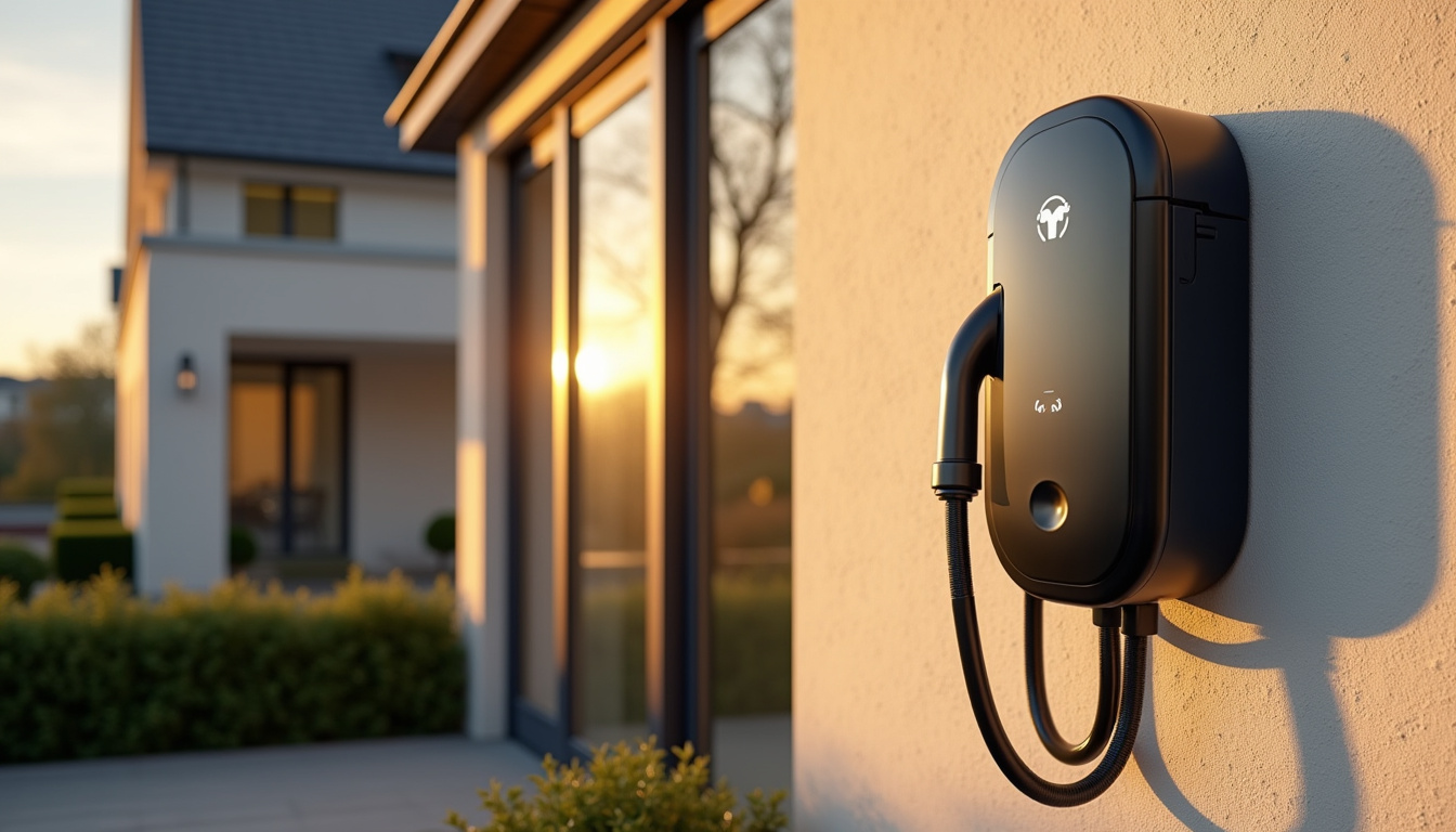 Borne de recharge électrique installée à l'extérieur d'une maison à Tercé