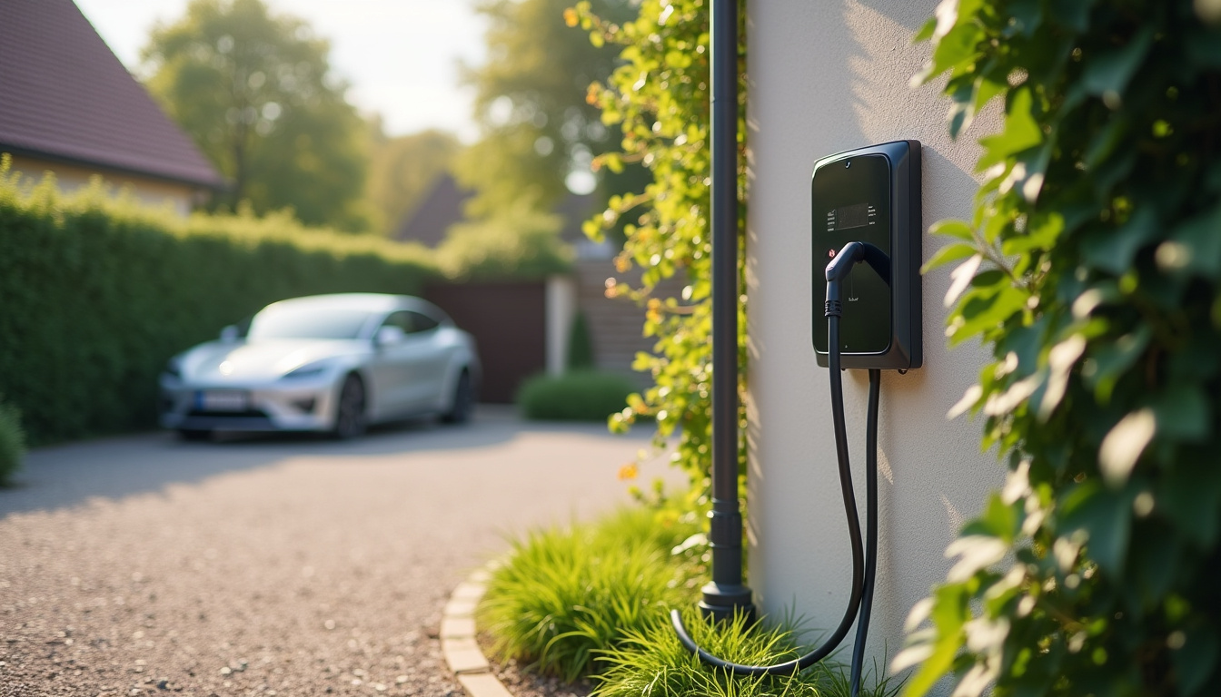 Borne de recharge électrique installée à l'extérieur d'une maison à Val-de-Livenne