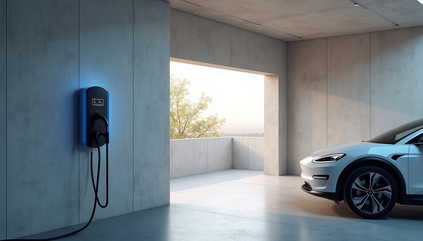 Borne de recharge électrique installée dans un garage à Labégude