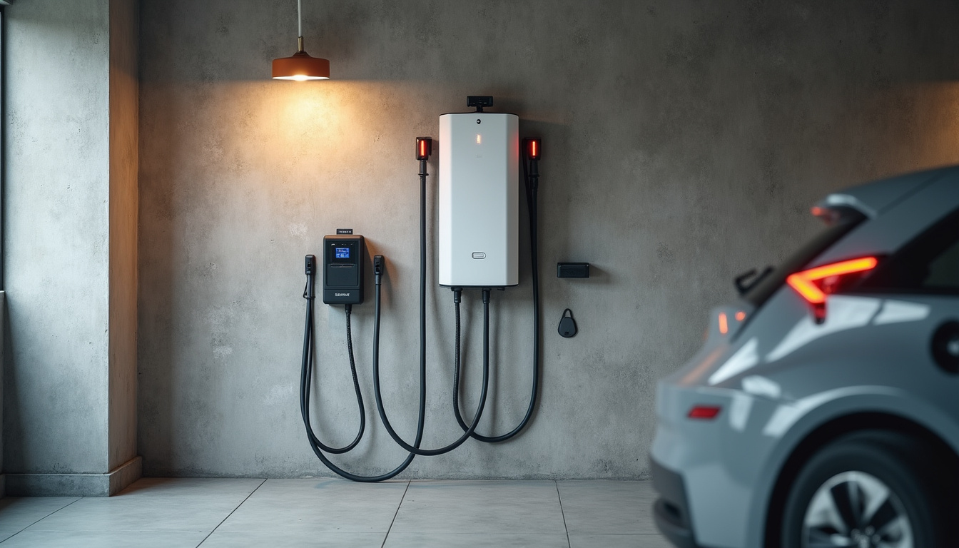 Borne de recharge électrique installée dans un garage privé à Rétaud