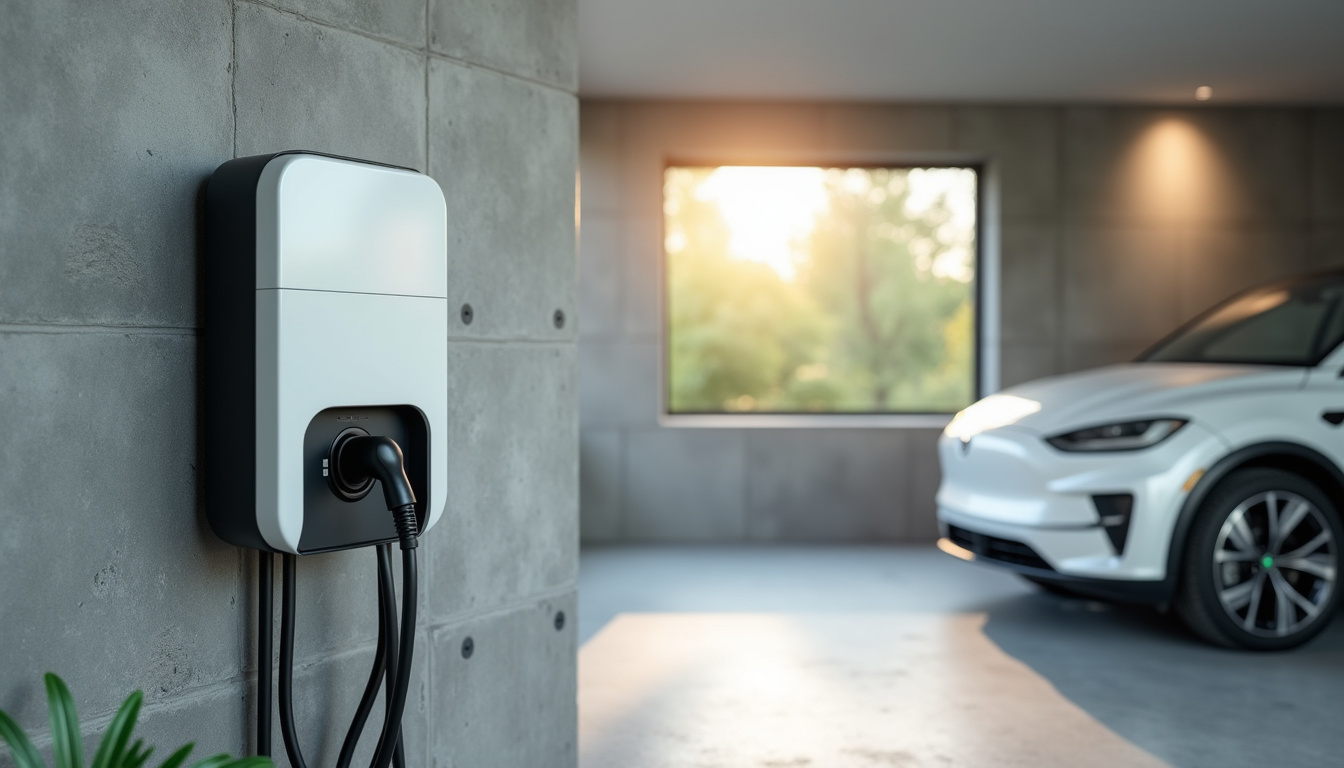 Borne de recharge électrique installée dans un garage privé à Saint-Sulpice-la-Pointe