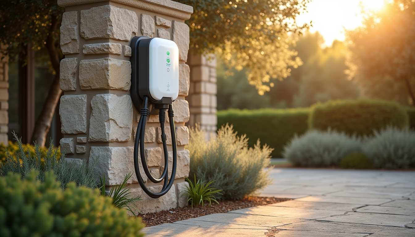Borne de recharge électrique installée dans un jardin à Le Puy-Sainte-Réparade